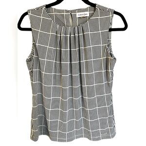 Calvin Klein | Sleeveless Black & White Blouse | Size: Petite Medium